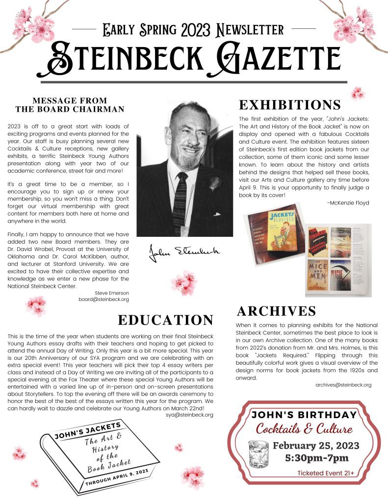 National Steinbeck Center Steinbeck Gazette Newsletter
