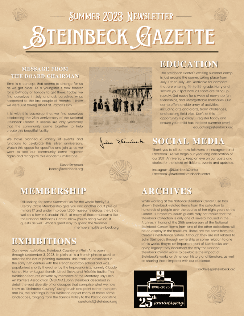 National Steinbeck Center Steinbeck Gazette