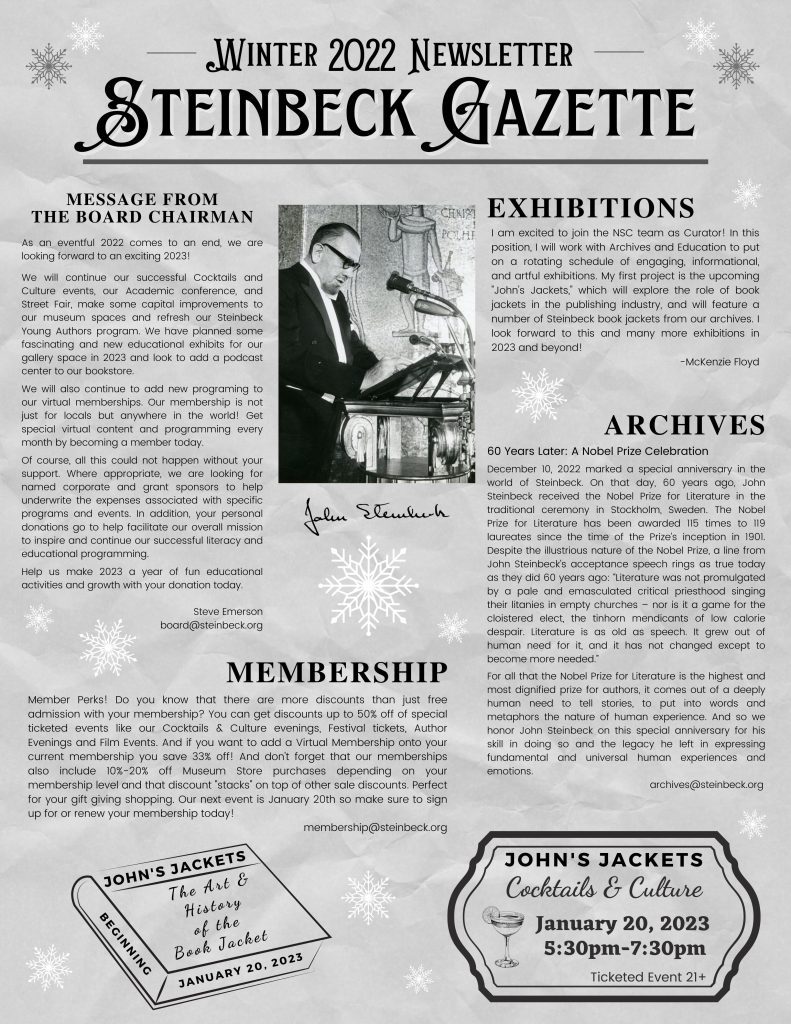 National Steinbeck Convention Steinbeck Gazette Newsletter